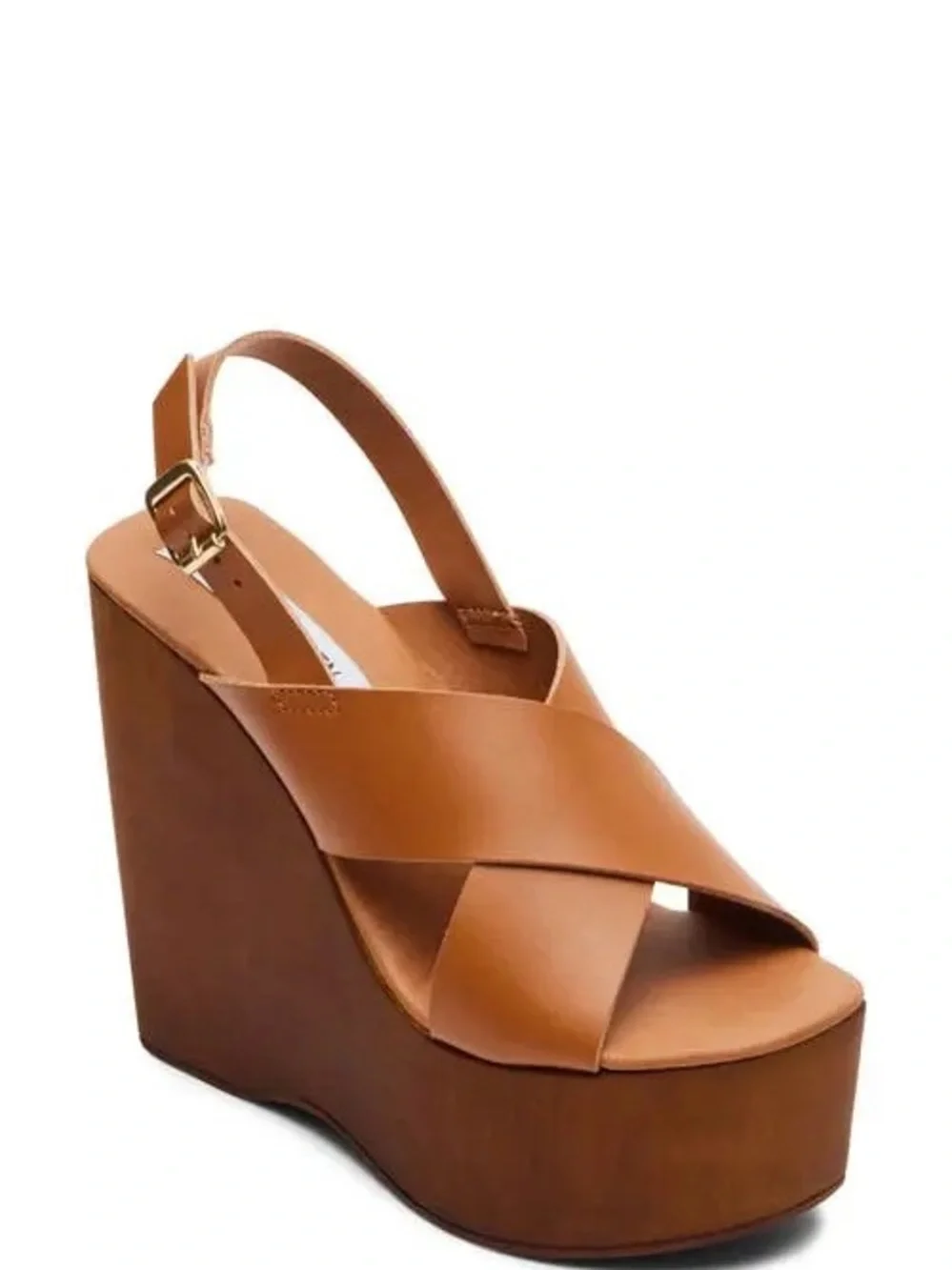 Steve Madden Tan Leather Platform Wedge Sandals Size 8.5 / 39 Fall 26 #015